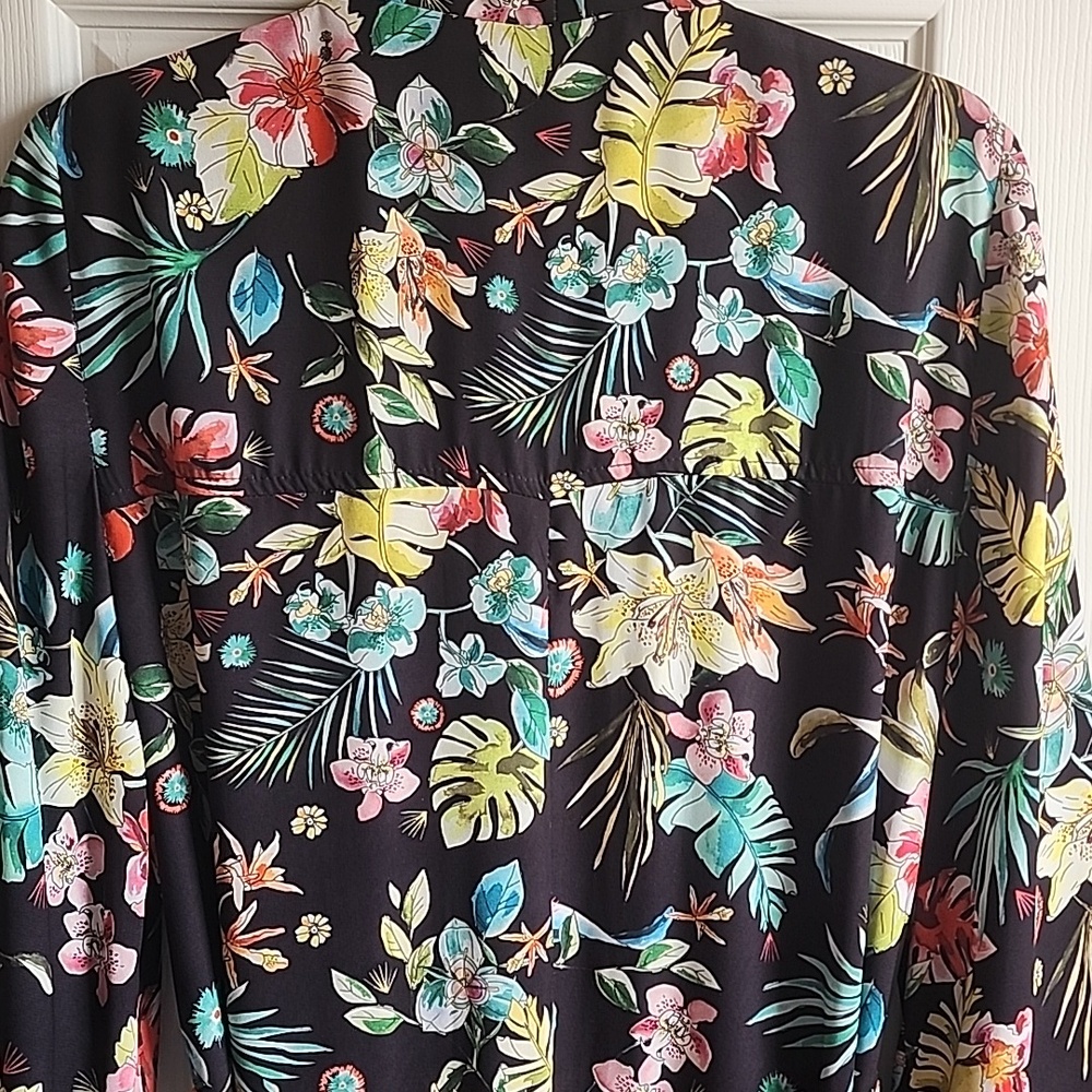 Mendocino Floral Kimono - Black with Multicolor Accents L/XL - Picture 5 of 8